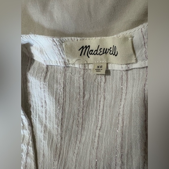 Madewell bubble sleeve peplum top metallic thread stripe size XS - Picture 9 of 14